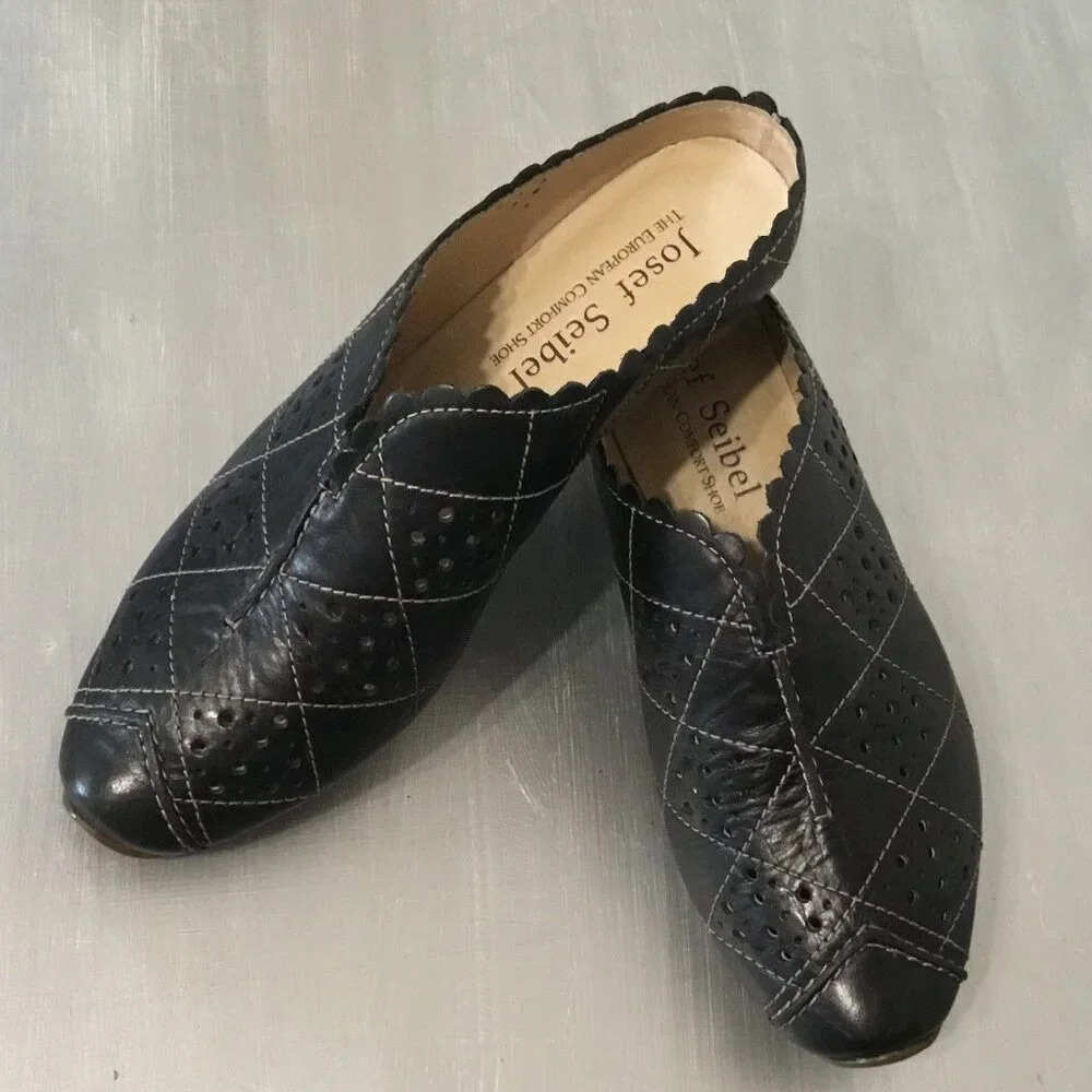 NWOT JOSEF Seibel Cyber Equipe Tina Leather Women’s Mule (Size 36 EUR) Black